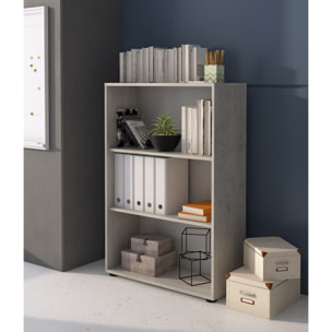 Set Ufficio Completo Con 2 Scrivanie 1 Modulo Ad Angolo 1 Cassettiera Con Ruote 2 Armadi Alto e Basso 2 Librerie Alta E Bassa Bianco E Grigio Cemento