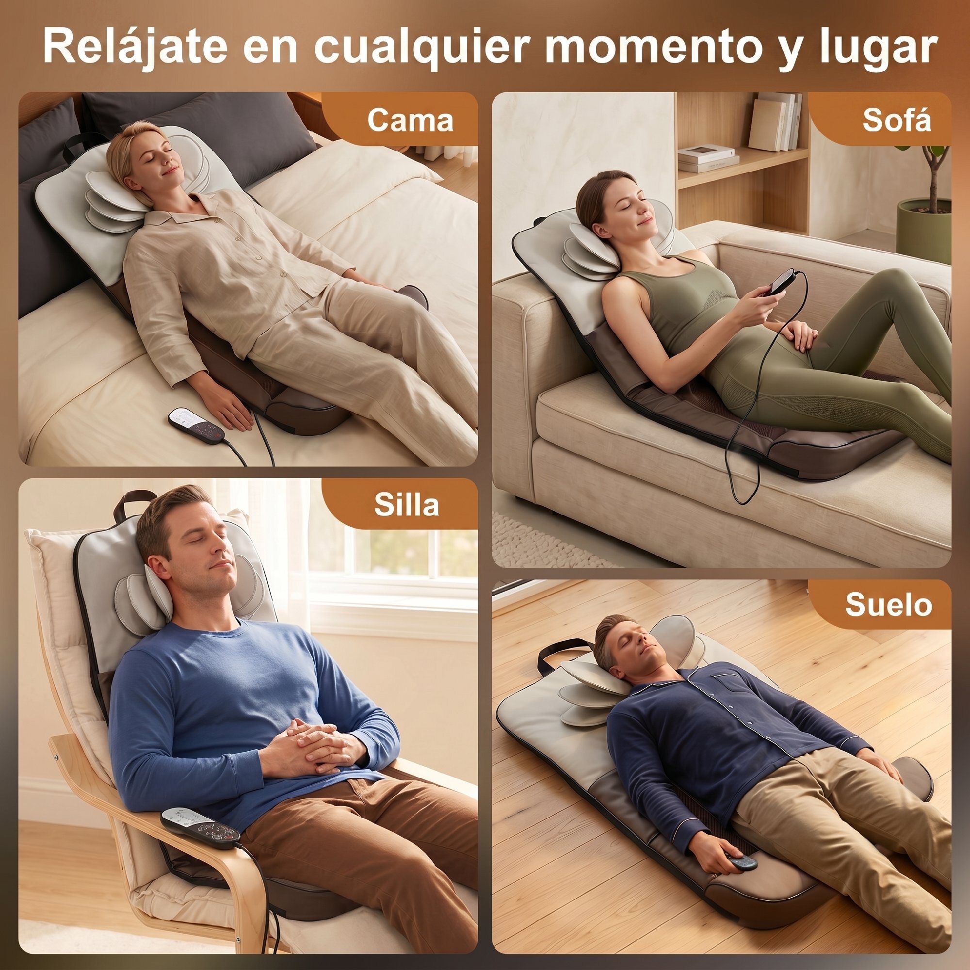 Colchón de Masaje Cuerpo Completo con Calefacción, Masajeador de Espalda Plegable con Compresión de Aire 3D, 4 Modos, 3 Intensidades, Apagado Automático, Regalo para Hombres y Mujeres