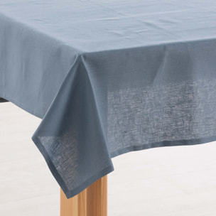 Nappe hydrofuge anti-taches en lin 100% Denim Bleu