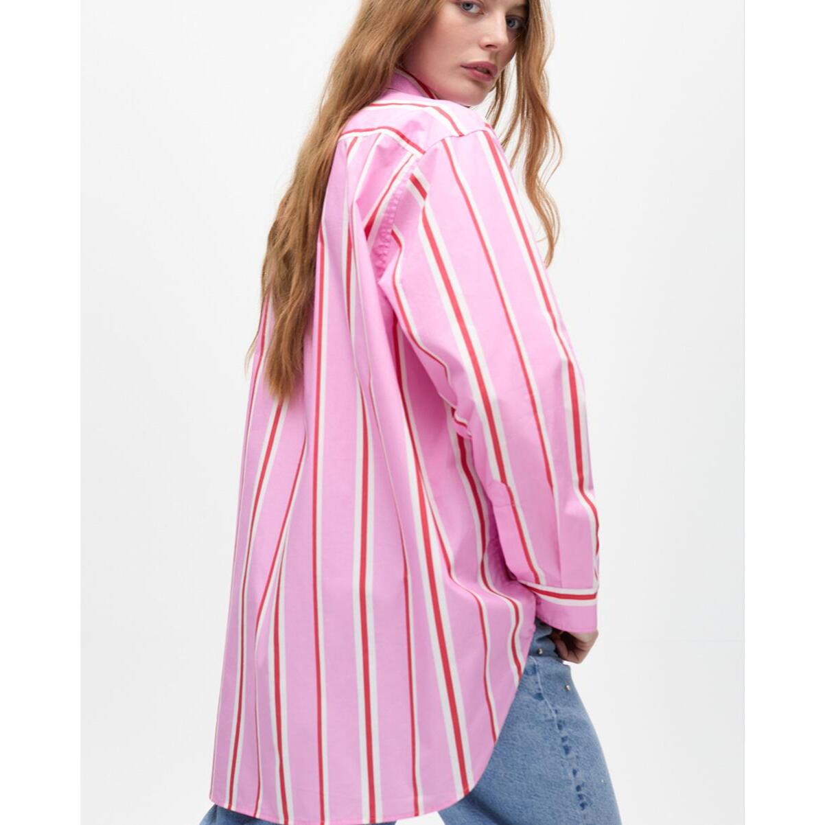 Camicia Oversize in Popeline a Righe