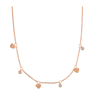 Collana con Ciondoli a Cuore e Punti Luce in Cubic Zirconia