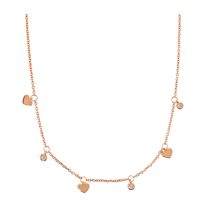Collana con Ciondoli a Cuore e Punti Luce in Cubic Zirconia