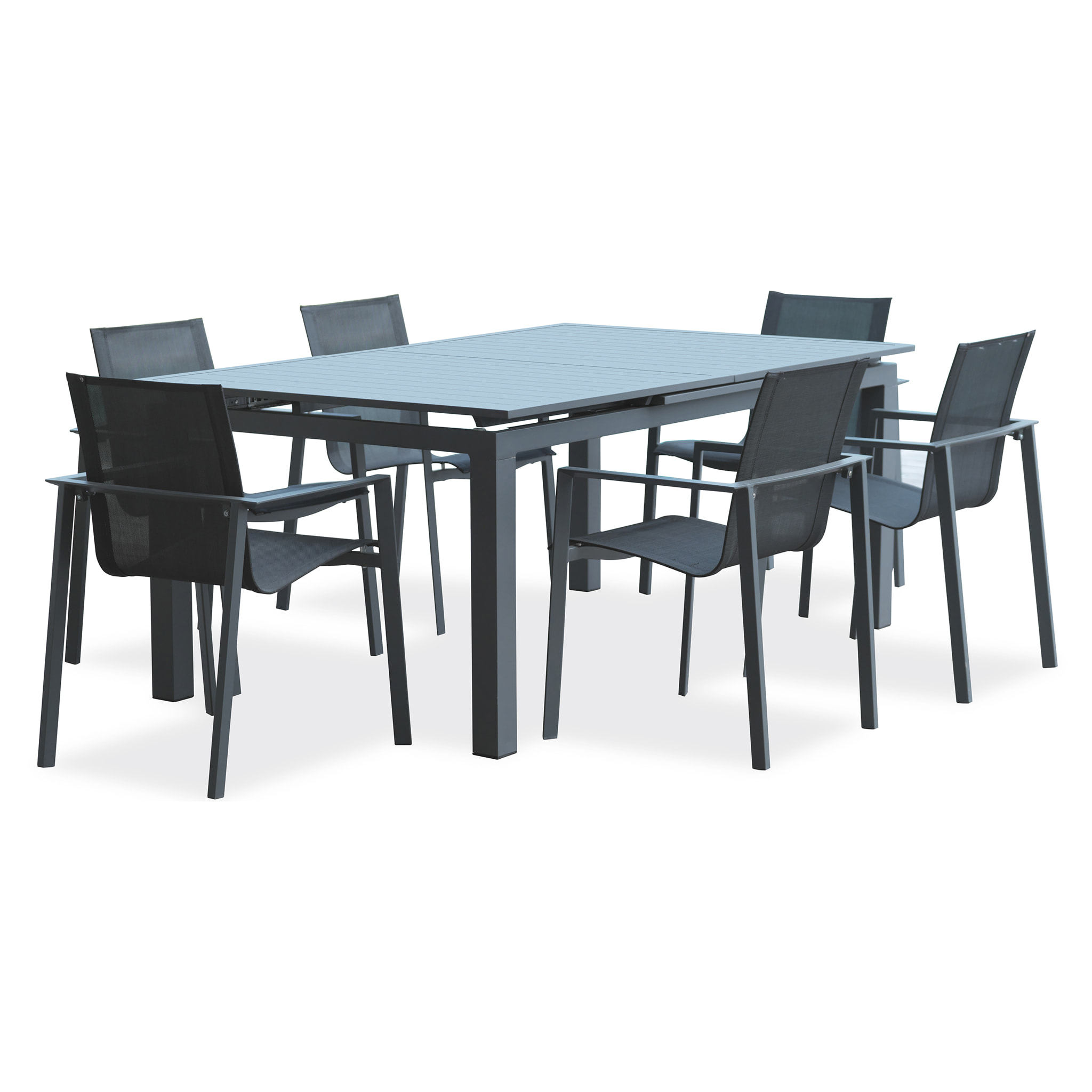 ALU-MIAMI - Ensemble repas de jardin 6 places en aluminium