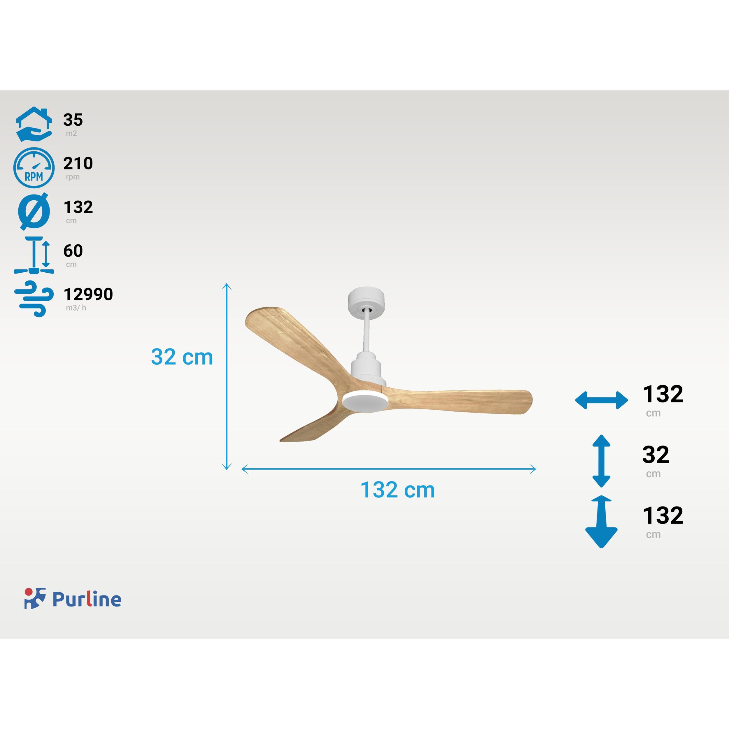 Ventilateur de plafond Réversible  Thermostat Wifi Moteur à courant continu Toits en pente Télécommande Hypersilence Mémoire