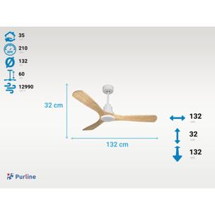 Ventilateur de plafond Réversible  Thermostat Wifi Moteur à courant continu Toits en pente Télécommande Hypersilence Mémoire