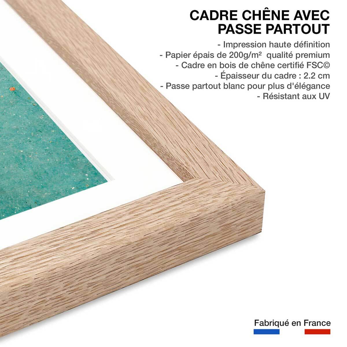 Affiche enfant petit village de neige  Affiche + cadre en bois - Chêne