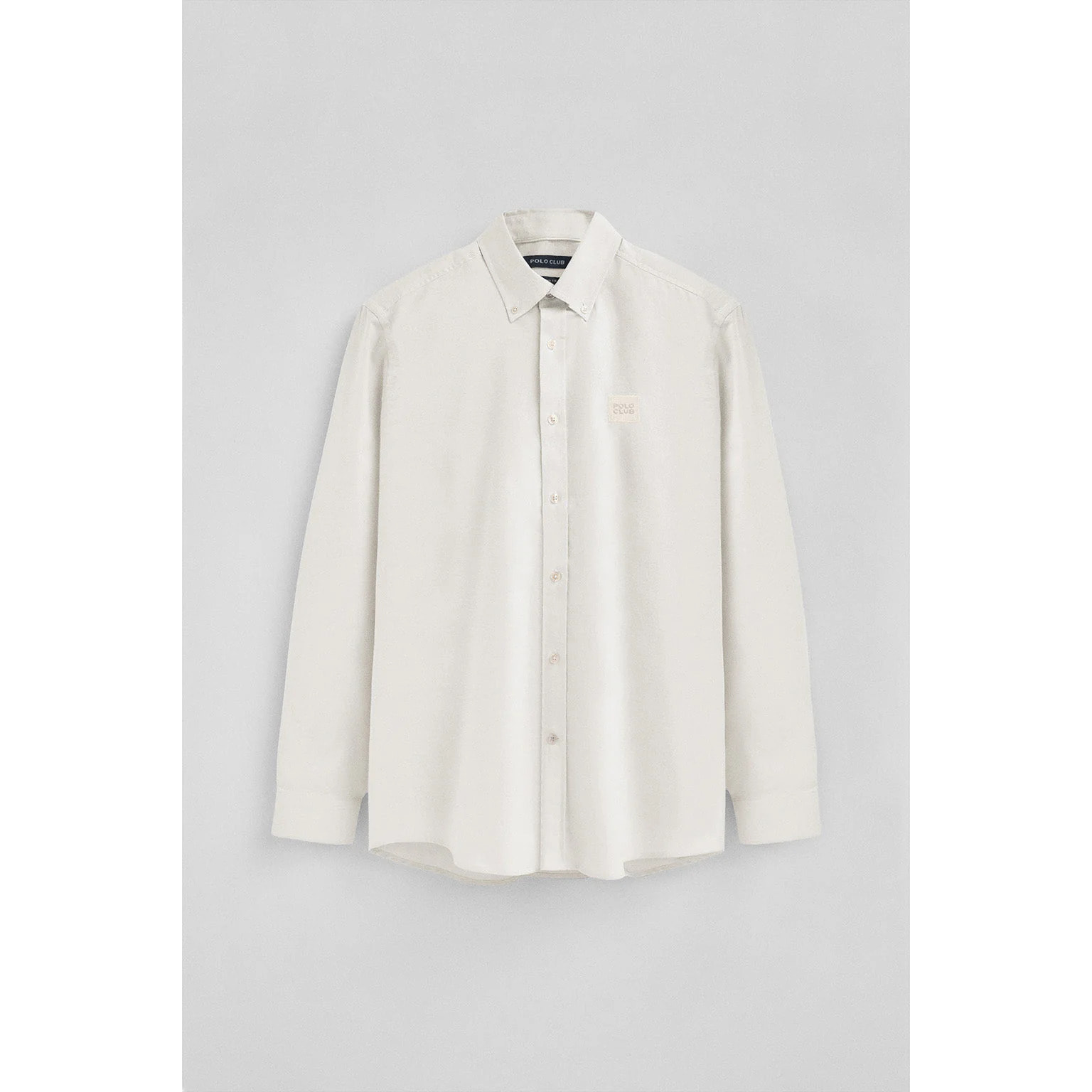 Camicia ecrù, regular fit, con colletto abbottonato e logo Polo Club