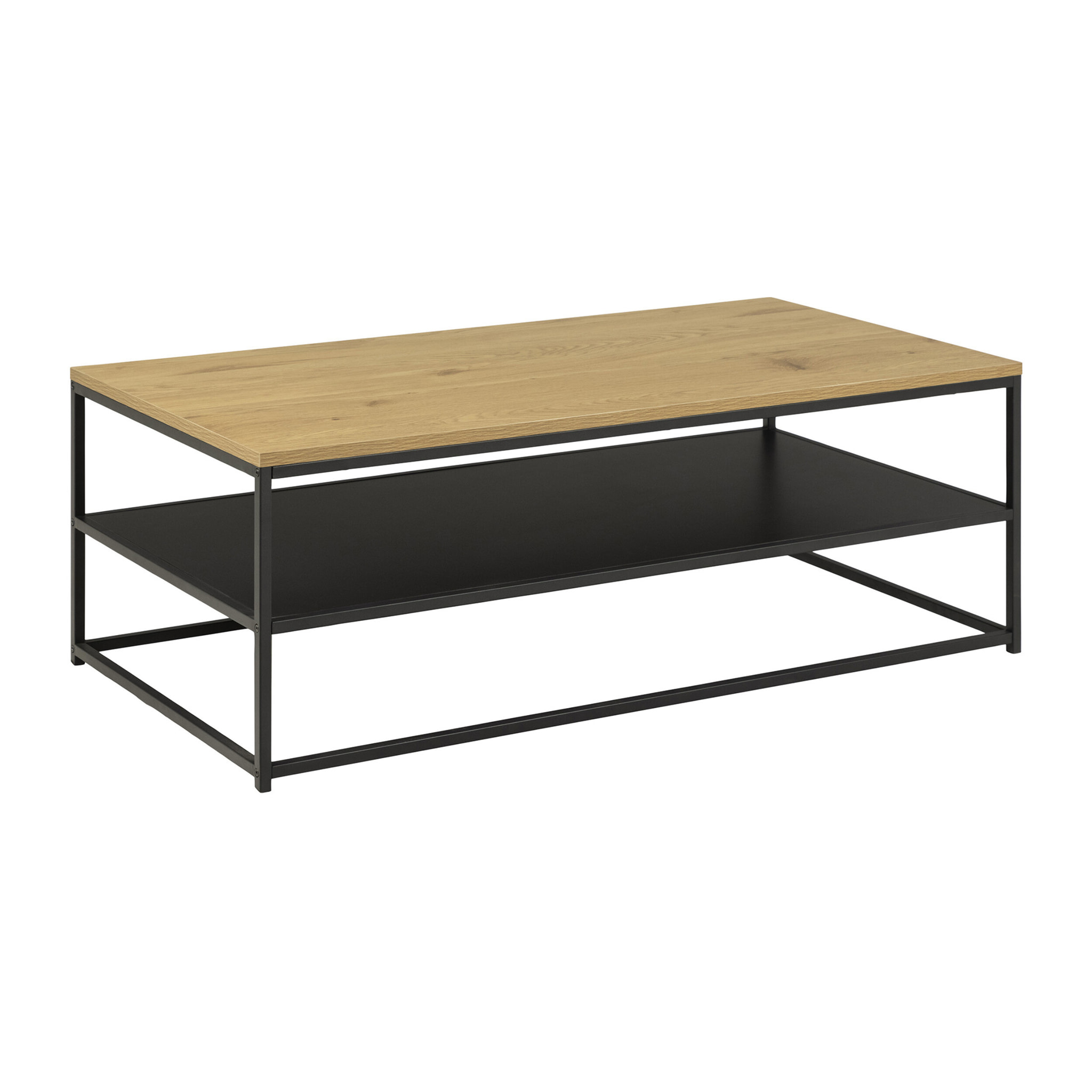 Salida - table basse - effet bois et métal noir - 120 cm - Bois / Noir