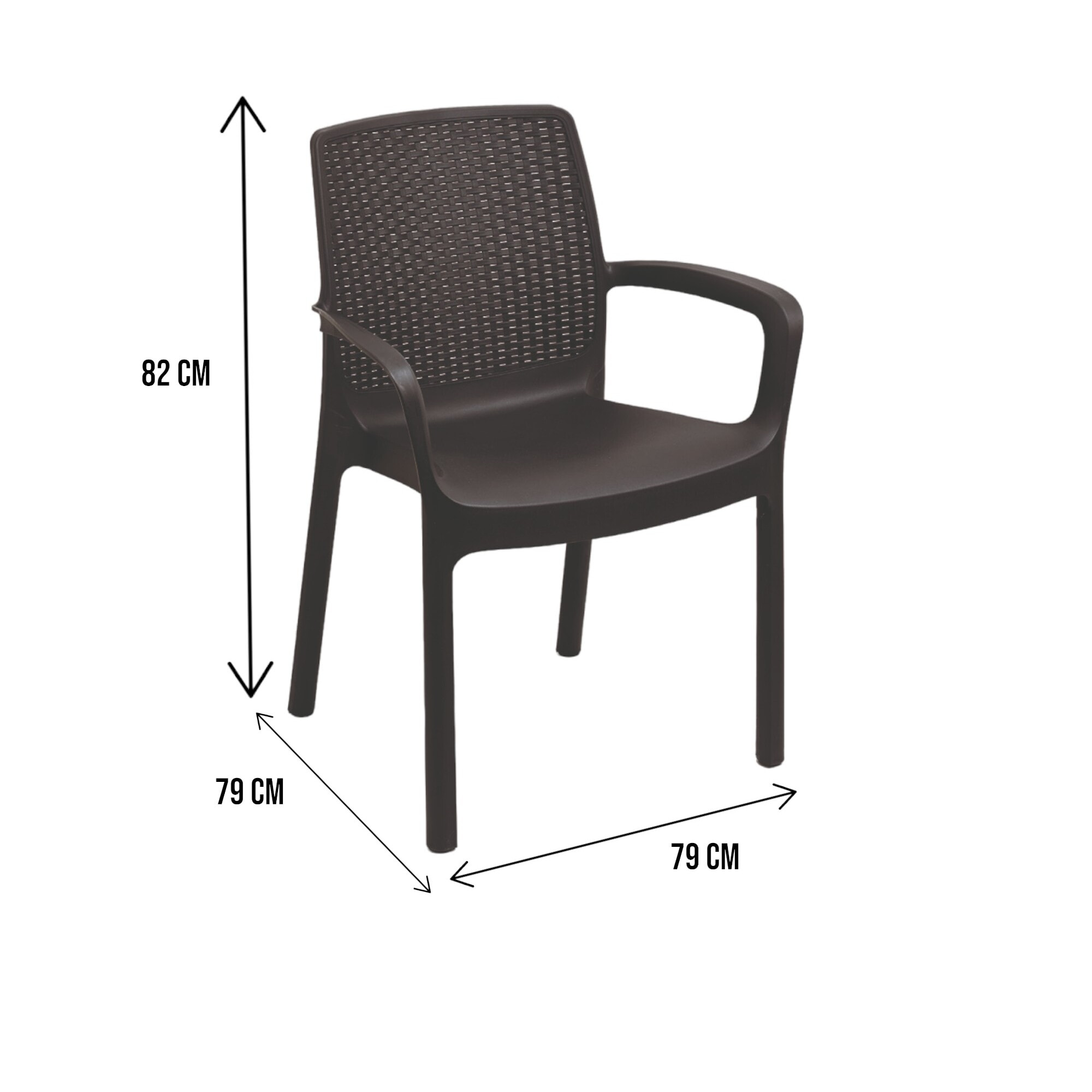 Sedia da esterno Asha, Seduta da giardino, Sedia per tavolo da pranzo, Poltrona outdoor effetto rattan, 100 % Made in Italy, 54x60h82 cm, Antracite