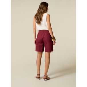 Oltre - Bermudas de gabardina mezcla de algodón - Burgundy