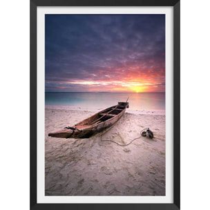 Affiche paysage zanzibar sunset Affiche + cadre en bois - Noir