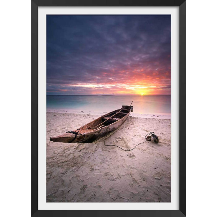 Affiche paysage zanzibar sunset Affiche + cadre en bois - Noir