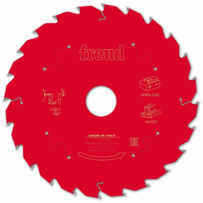 Lame pour scie circulaire portative sans fil FREUD - Ø190 1,45/1 AL30 Z24 BA 25° - F03FS10058 -FR13W011HC