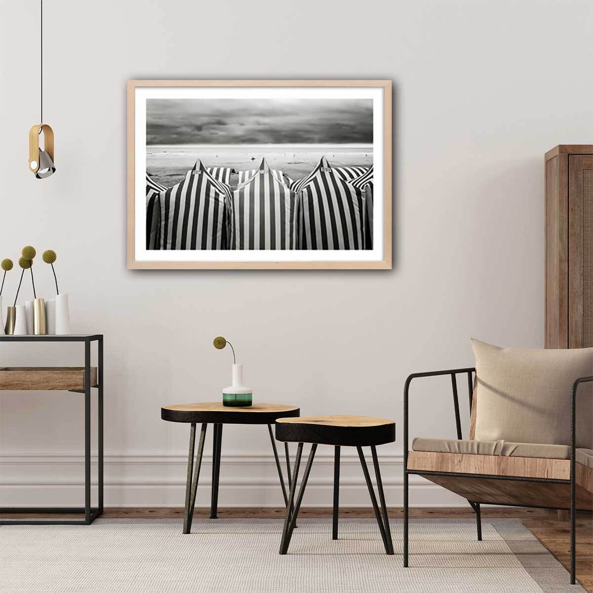 Poster tente de plage, 528 Affiche + cadre en bois - Chêne