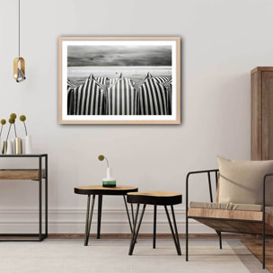 Poster tente de plage, 528 Affiche + cadre en bois - Chêne
