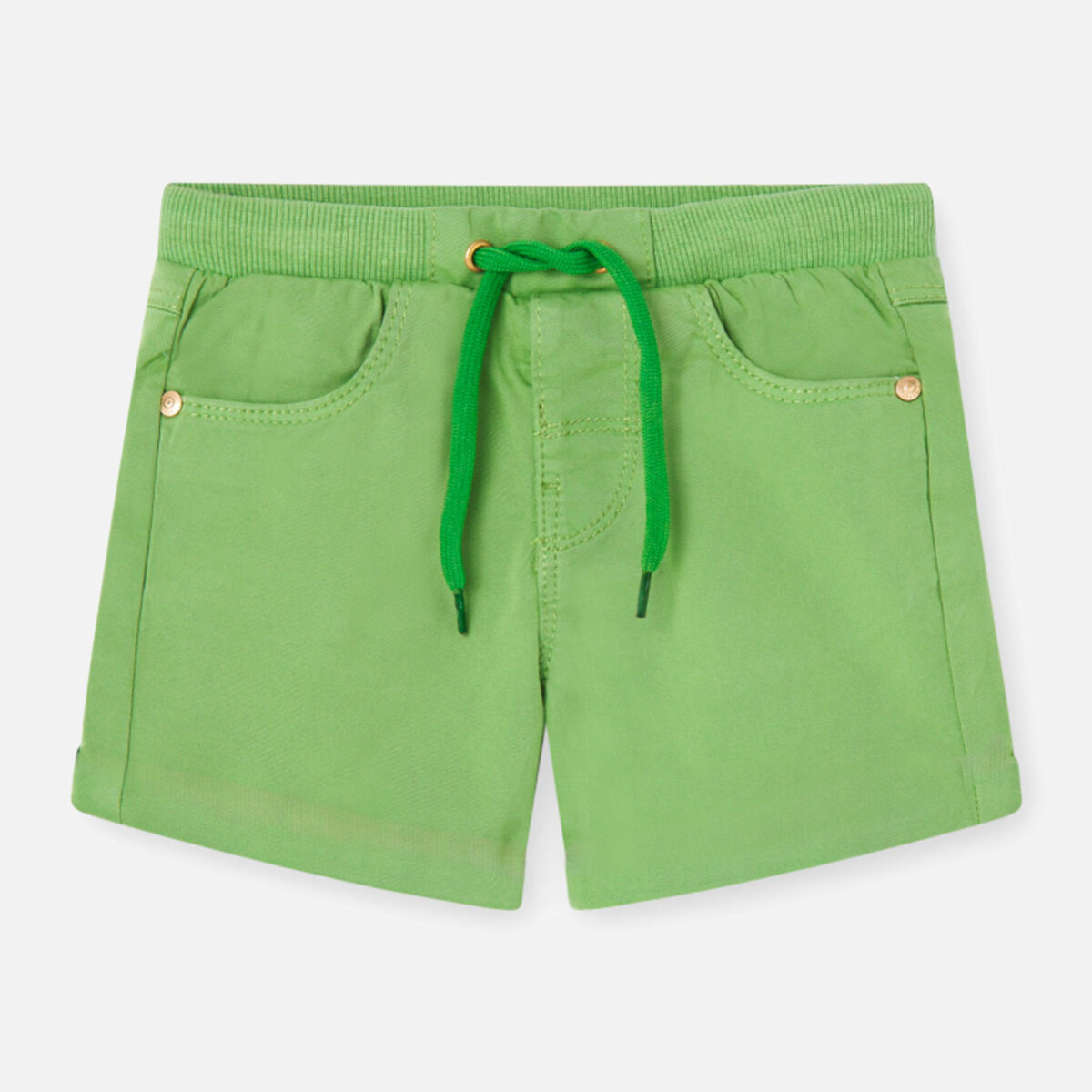 Bermudas para niÃ±o en algodÃ³n liso de color verde, Camiseta