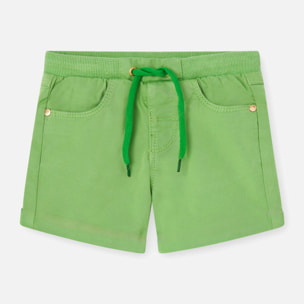 Bermudas para niÃ±o en algodÃ³n liso de color verde, Camiseta