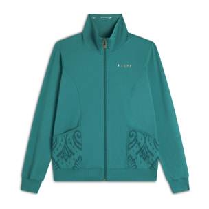 Felpa zip leggera con collo alto e dettagli floreali