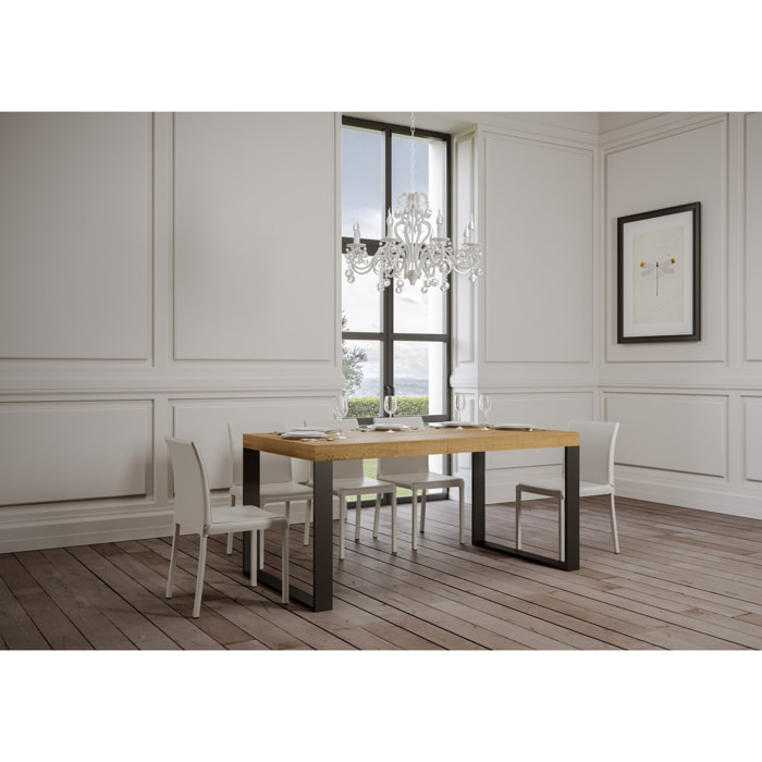 Tavolo allungabile 90x200/304 cm Tecno quercia natura telaio Antracite