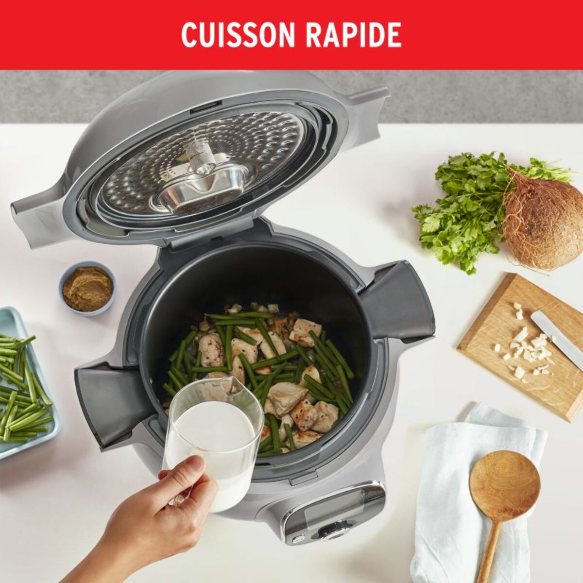 Cookeo MOULINEX CE854B10 gris 6 L, 6 modes de cuisson, 80 recettes
