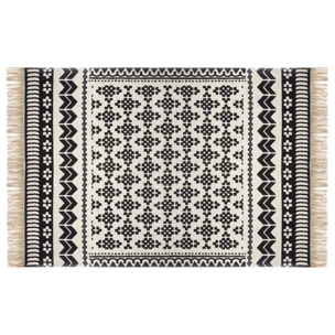 Tapis "Delhi" coton noir et blanc 120x170cm
