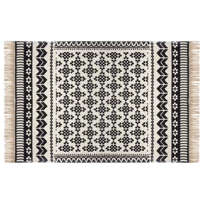 Tapis "Delhi" coton noir et blanc 120x170cm