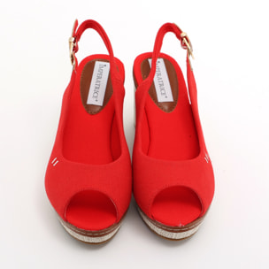 Sandali in tessuto con zeppa