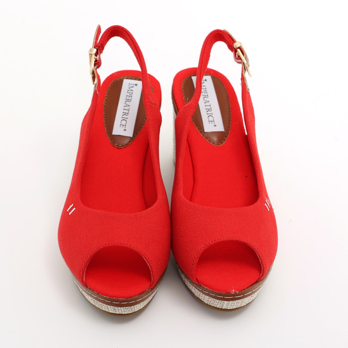 Sandali in tessuto con zeppa