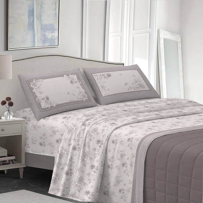 Completo letto praga beige 100% cotone