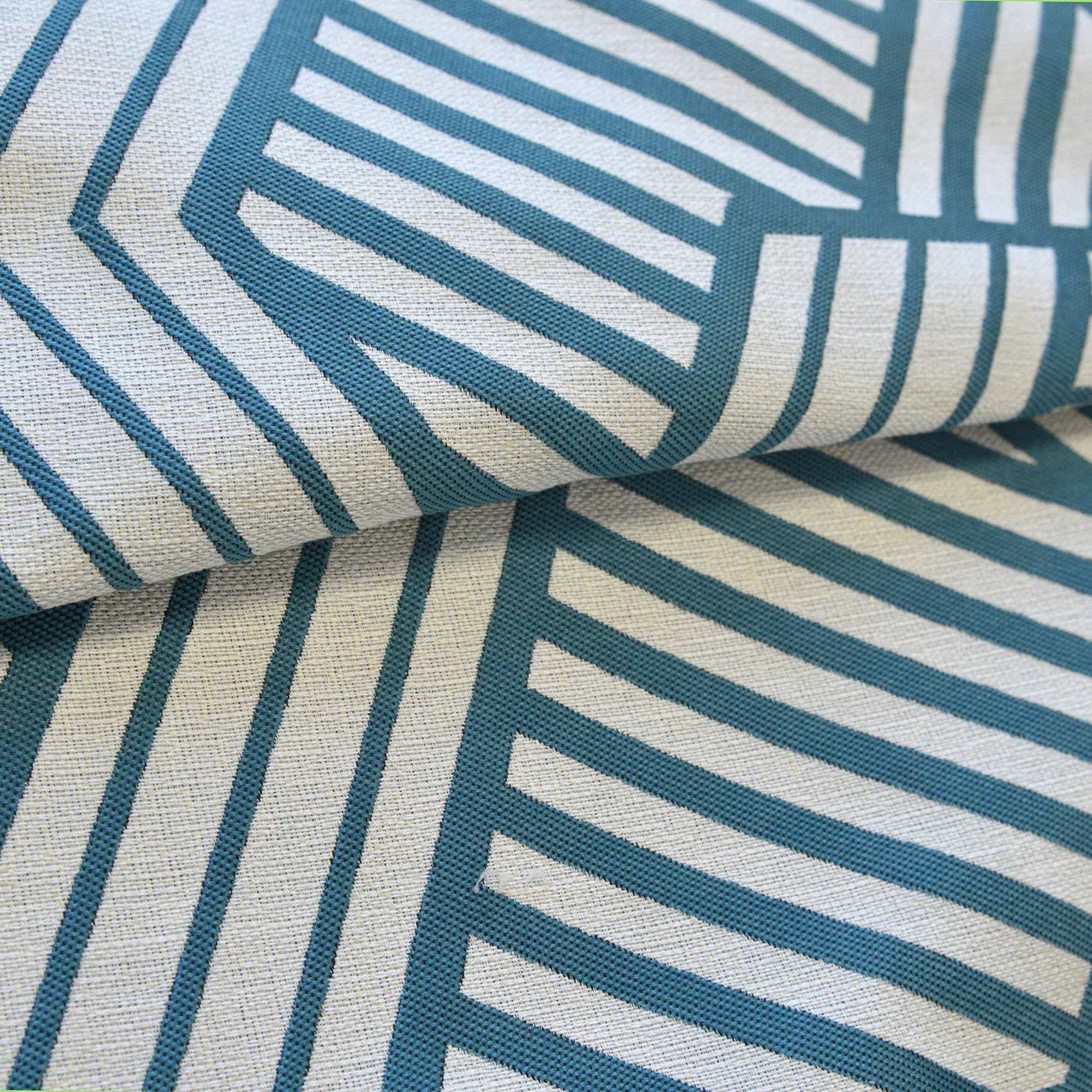 Tissu jacquard  -  - Effet graphique - Bleu Paon