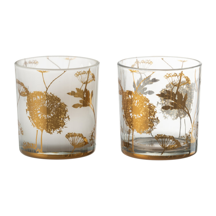 J-Line photophore Pissenlit - verre - transparent/or - small - 2 pcs
