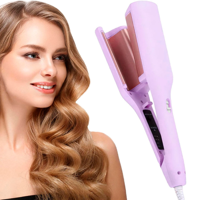 Rizador de pelo con doble barril y tecnología de iones negativos. Con 4 niveles de temperatura.