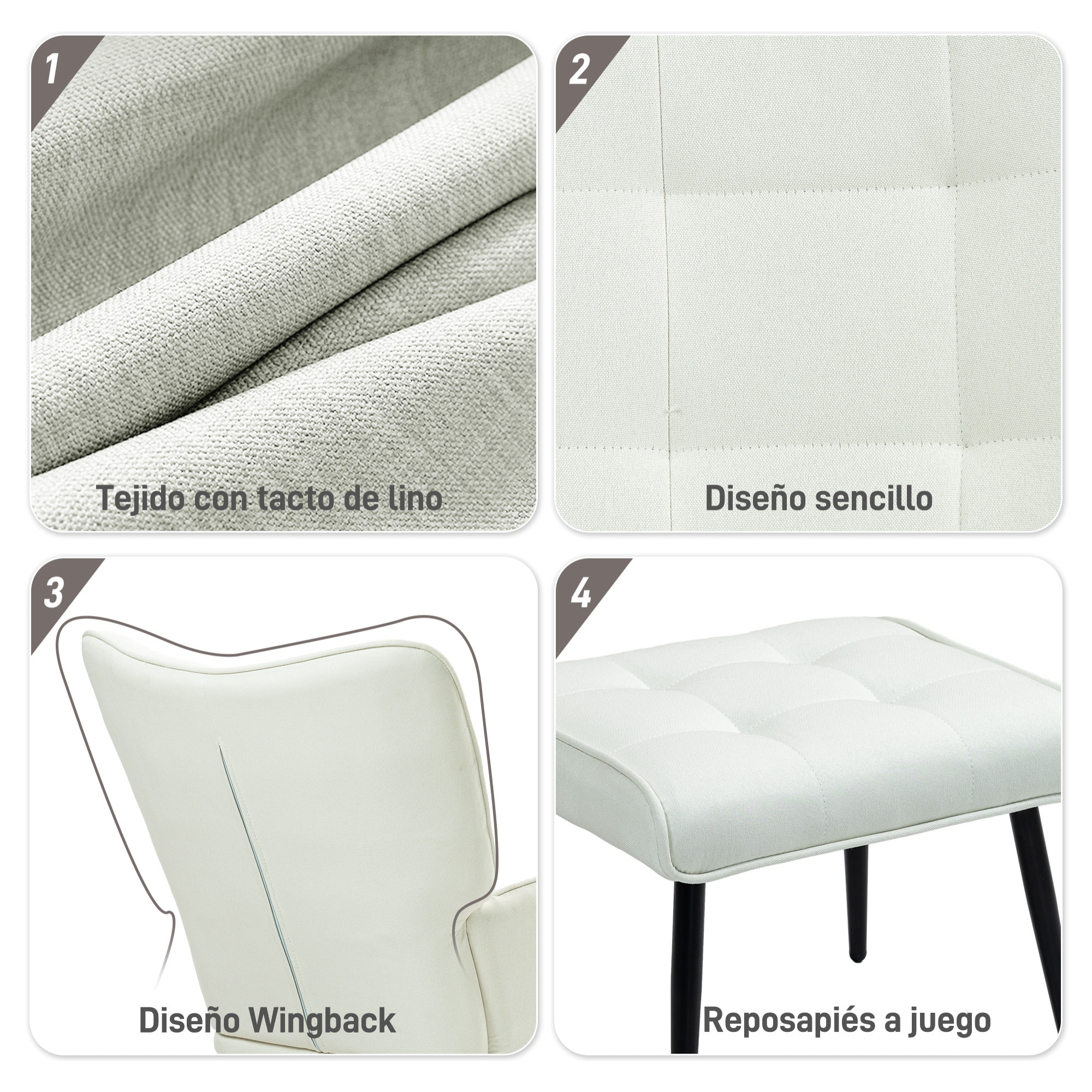 Silla Mecedora con Reposapiés Mecedora para Lactancia con Cojín Acolchado y Reposabrazos Carga 130 kg Mecedora para Salón Dormitorio Crema