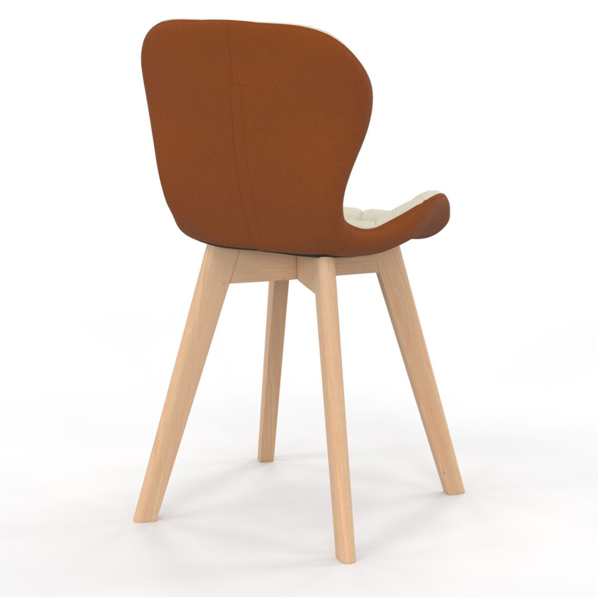 Chaises Gladys en tissu beige et camel et pieds bois - lot de 4