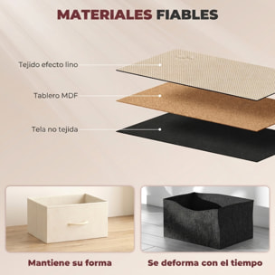 Cajonera de Tela Alta Cómoda con 8 Cajones 4 Bolsillos Laterales 2 Ganchos y Estructura de Acero Cómoda para Dormitorio Sala de Estar Pasillo Beige
