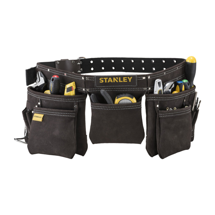 Porte outils double ceinture multiples poches - cuir de qualité supérieure