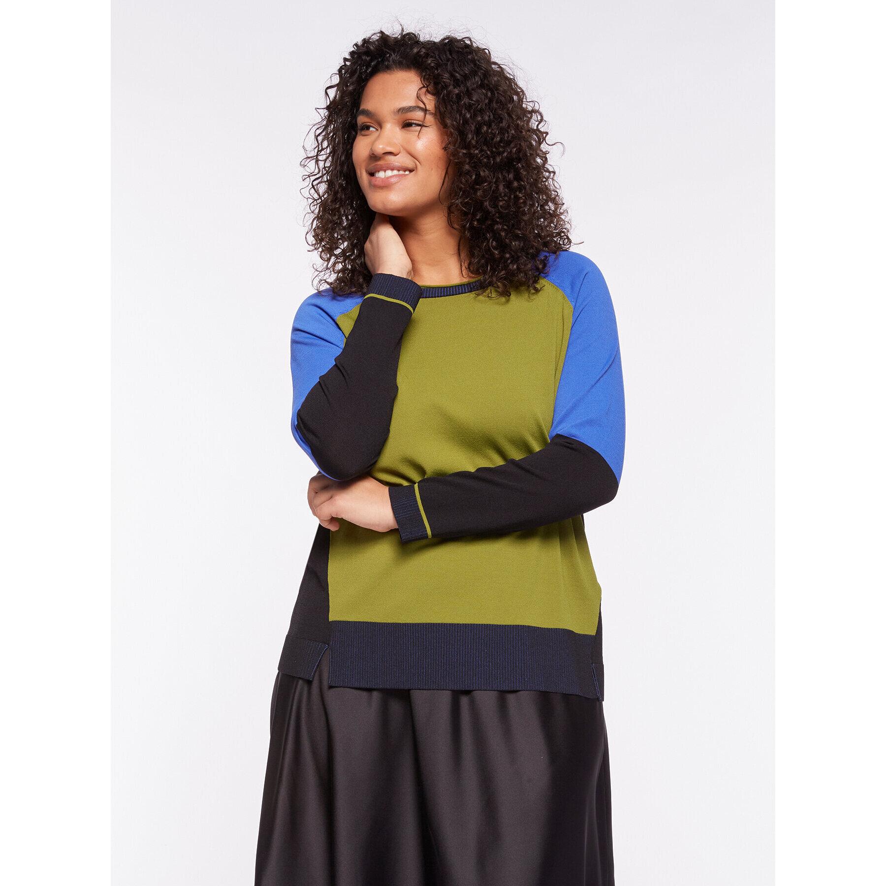 Fiorella Rubino - Maglia colour block con scollo tondo - Bluette