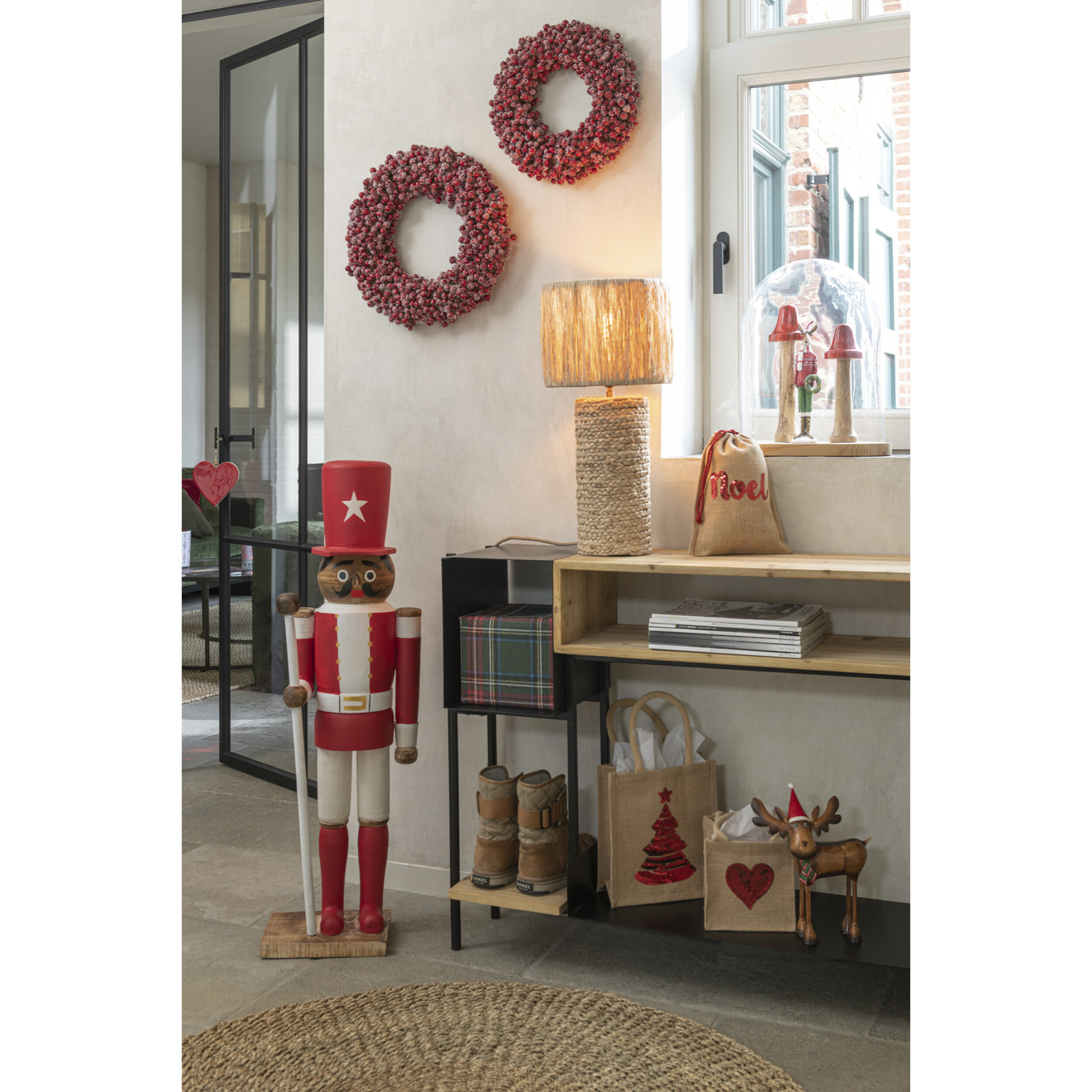 J-Line figurine de Noël Elan Chapeau - acier - mix - large