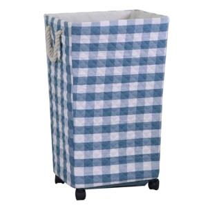Cestone in tessuto azzurro rettangolare con rotelle cm40x30h70