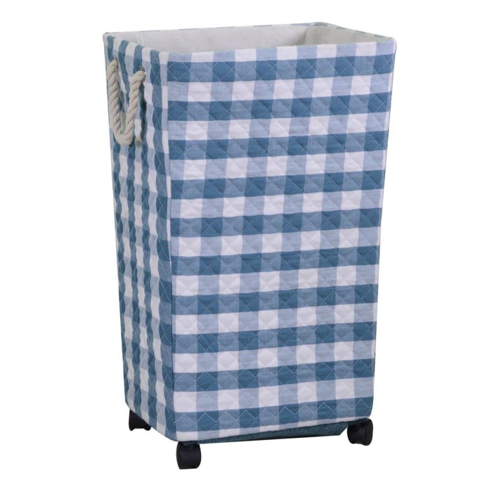 Cestone in tessuto azzurro rettangolare con rotelle cm40x30h70