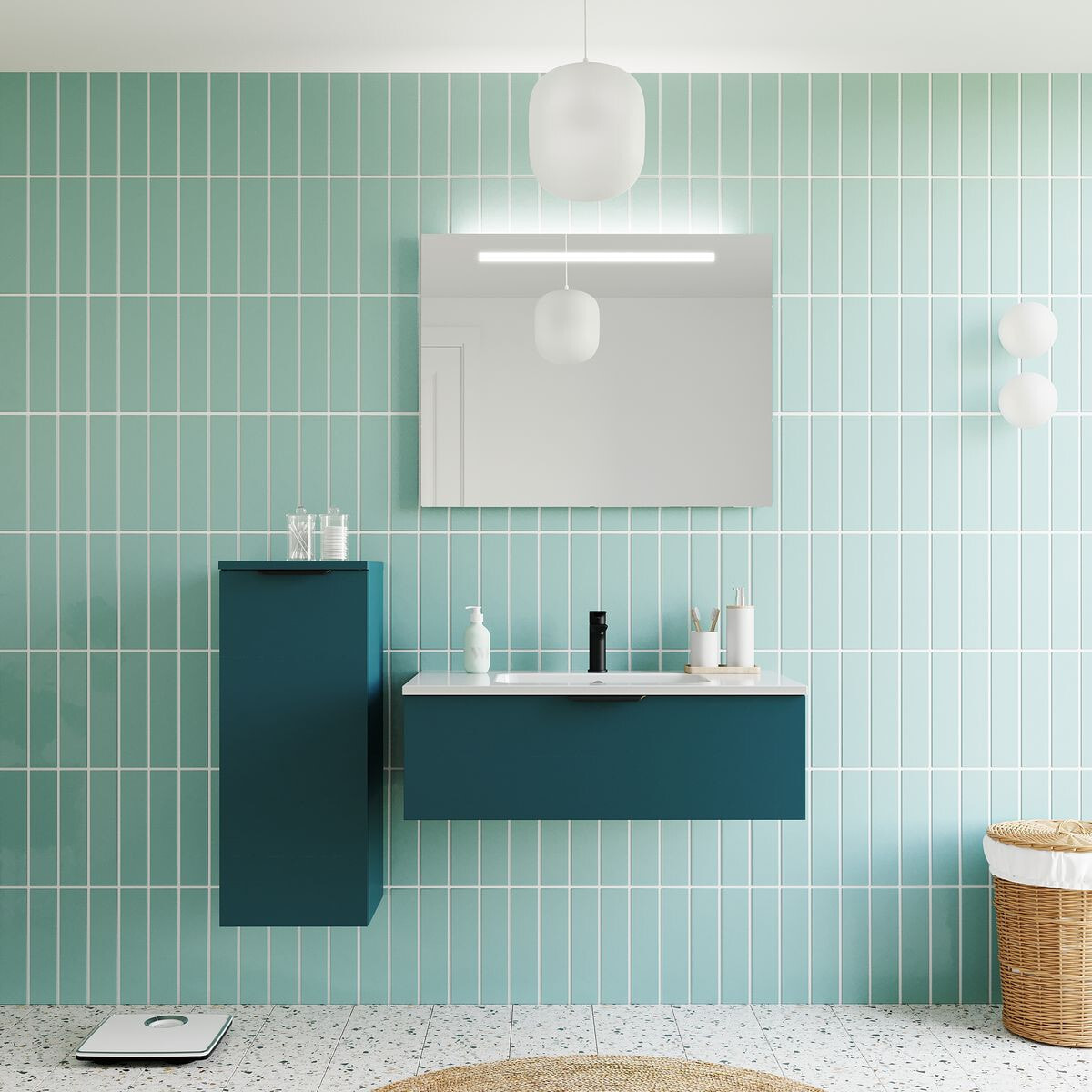 Meuble salle de bain vasque intégrée 1 tiroir - SOHO