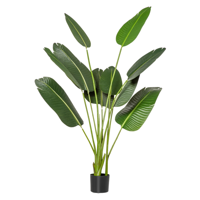 HOMCOM Planta Artificial Bananera de 160 cm con Maceta y 10 Hojas Realistas Planta Tropical Sintética para Decoración en Interior y Exterior Oficina Hogar Verde