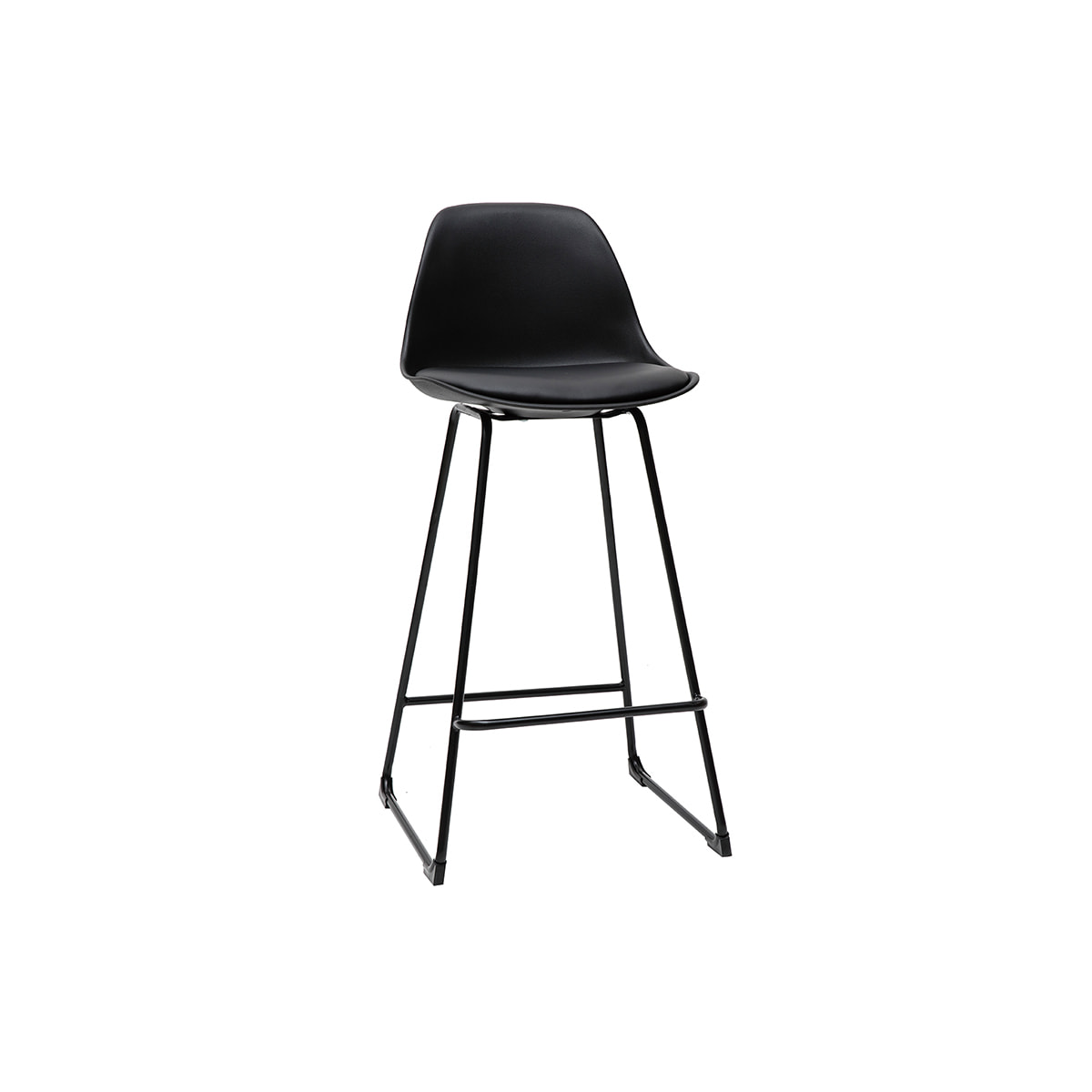 Tabourets de bar design noirs pieds métal H66 cm (lot de 2) FRANZ