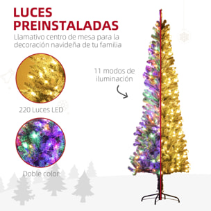 Árbol de Navidad 225 cm Árbol de Navidad Artificial con 220 Luces LED de Dos Colores 519 Ramas Control Remoto y Soporte de Acero Árbol Navideño para Salón Interior Verde