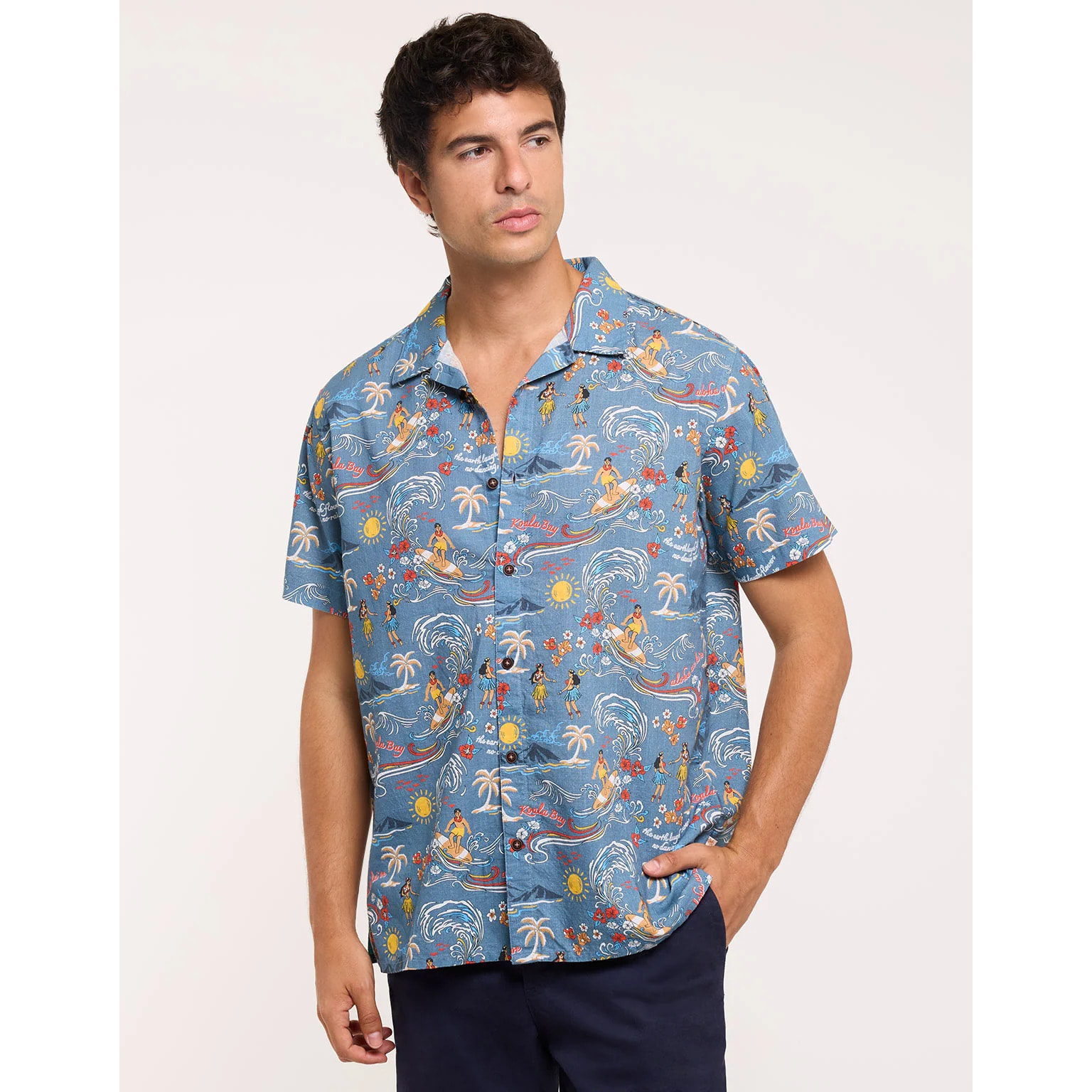 Camisa Manga Corta Azul - Hulini