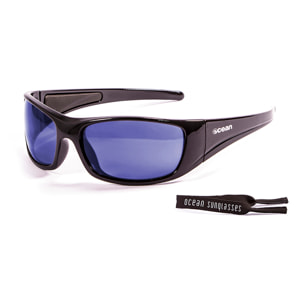 Gafas de deportes acuáticos OCEAN BERMUDA - Negro brillante / Revo azul