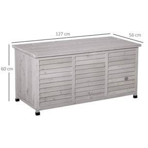 Baúl de Almacenaje Exterior 284L Arcón de Jardín de Madera Impermeable con Tapa Abrible y Diseño Persiana 127x56x60 cm Gris
