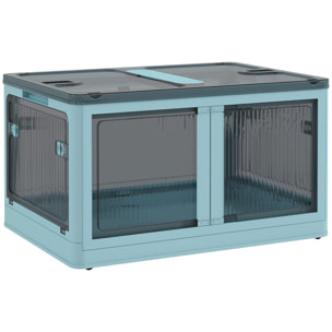 Caja de Almacenamiento Apilable con Tapa 69L Caja Organizadora Plegable con Ruedas Contenedor de Plástico con Acceso a 5 Lados 60x42x34 cm