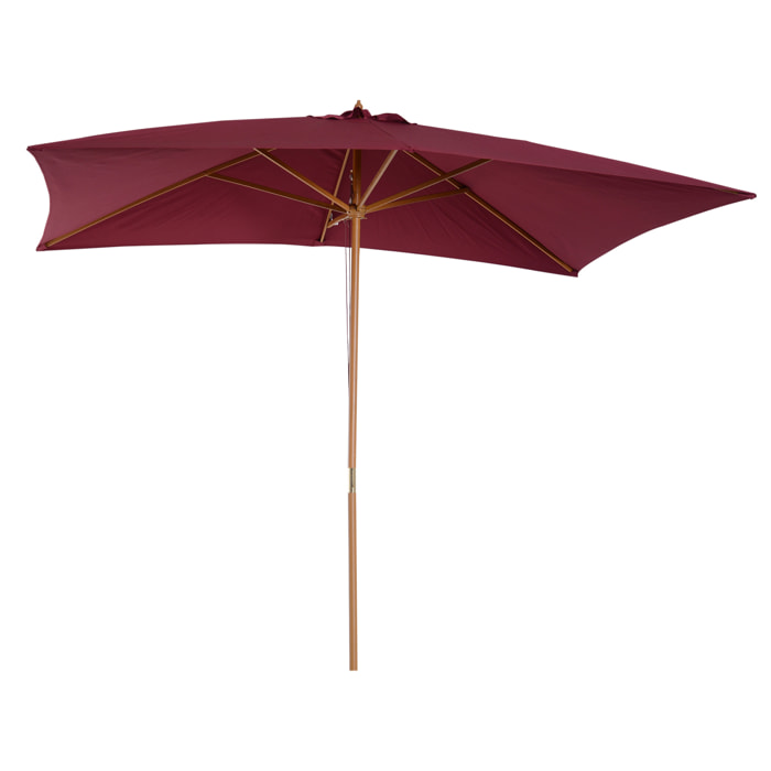 Parasol droit rectangulaire de jardin 2,95L x 2l x 2,55H m rouge bordeaux