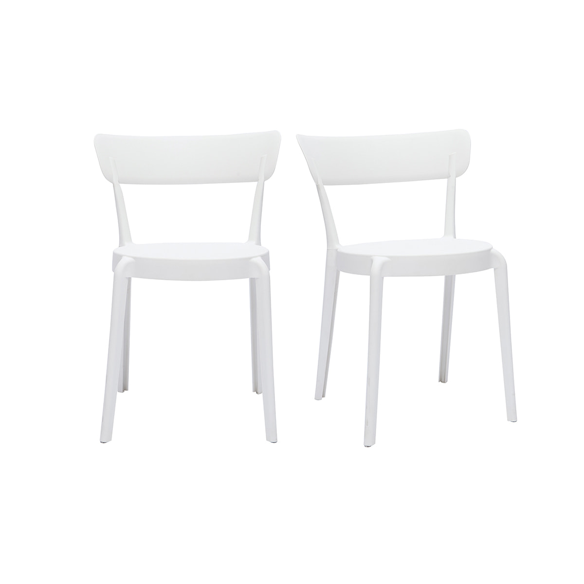 Chaises design blanches empilables intérieur - extérieur (lot de 2) RIOS